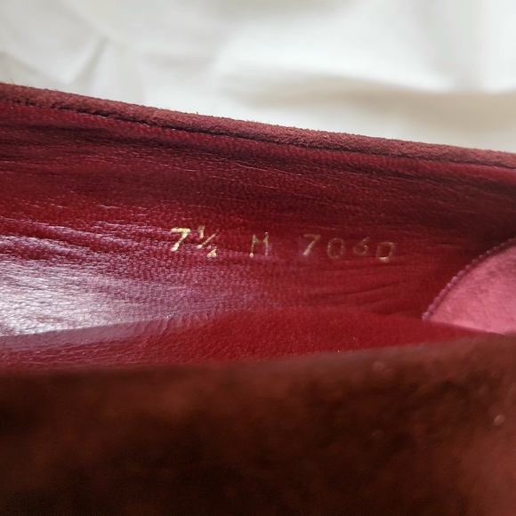 Arnold Churgin Burgundy Suede Heels, All Genuine Leather, Made in Spain - Picture 9 of 12